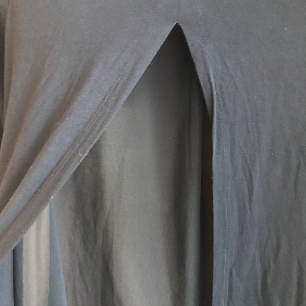 VGUC Logo By Laurie Goldstein Black Open Front Cardigan with Chiffon Sheer Back - Picture 5 of 10